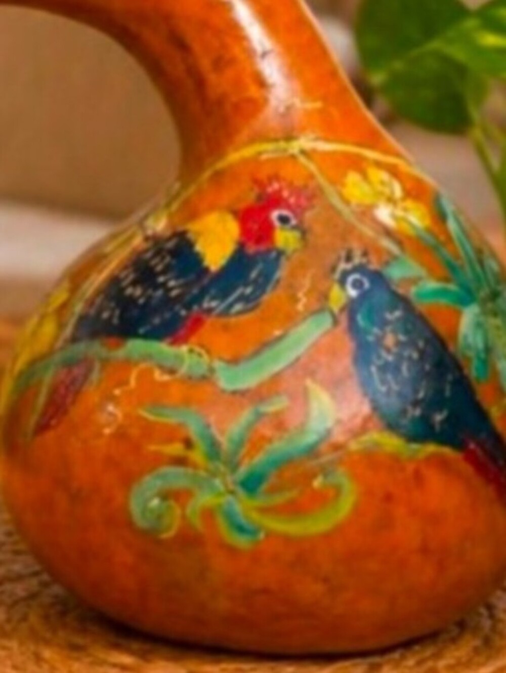 🦜 LARGE Dried Gourd | Hand Painted Parrots | 12"+ Tall | Larger Than It L👀KS